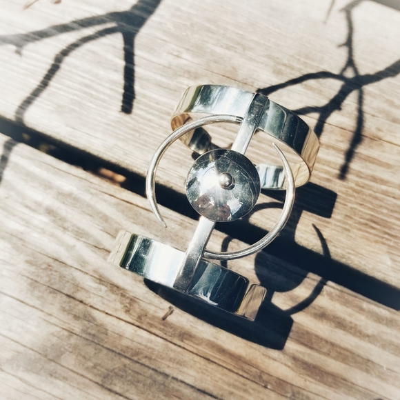 Sterling silver plated cuff bracelet ying yang - Picture 2 of 8